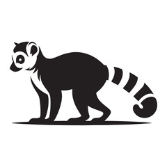 Unified-shape lemur silhouette vector ideal for cohesive brand narratives – lemur silhouette – lemur vector – lemur illustration – silhouette of lemur

