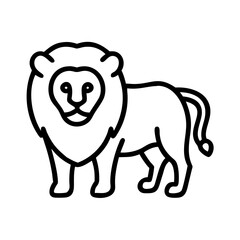 Lion vector illustration, african wildlife animal drawing, safari mammal outline icon design concept