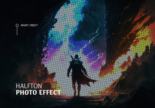 Color Halftone Photo Effect with Retro Pop Art Style