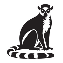 Crisp-edge lemur silhouette vector tailored for sharp brand assets – lemur silhouette – lemur vector – lemur illustration – silhouette of lemur

