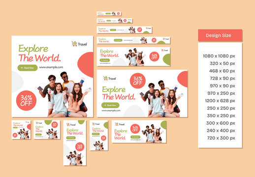 Explore World Travel Web Banner Ads Template