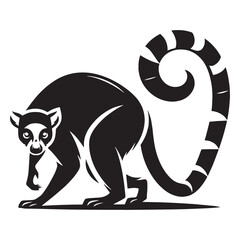 Clean-structured lemur silhouette vector tailored for premium branding – lemur silhouette – lemur vector – lemur illustration – silhouette of lemur

