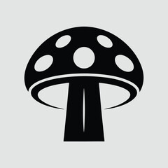 Simple Black and White Mushroom Icon Illustration
