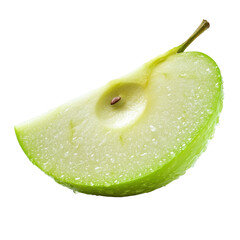 green apple slice Isolated on white transparent background