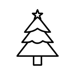 Christmas tree vector outline drawing for holiday season decoration and winter celebration art