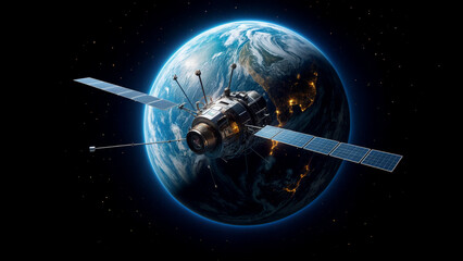 Naklejka premium satellite orbiting earth