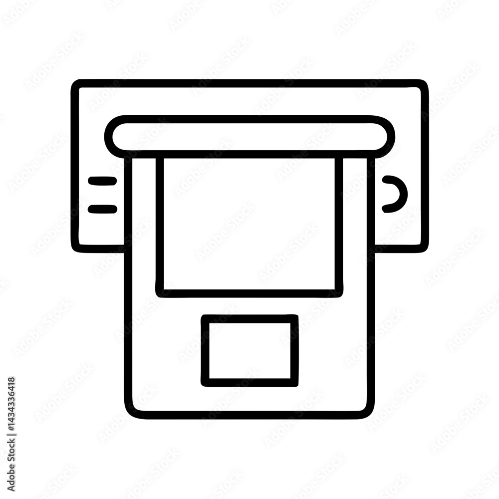 Poster outline atm machine vector icon automated teller machine banking cash withdrawal design element