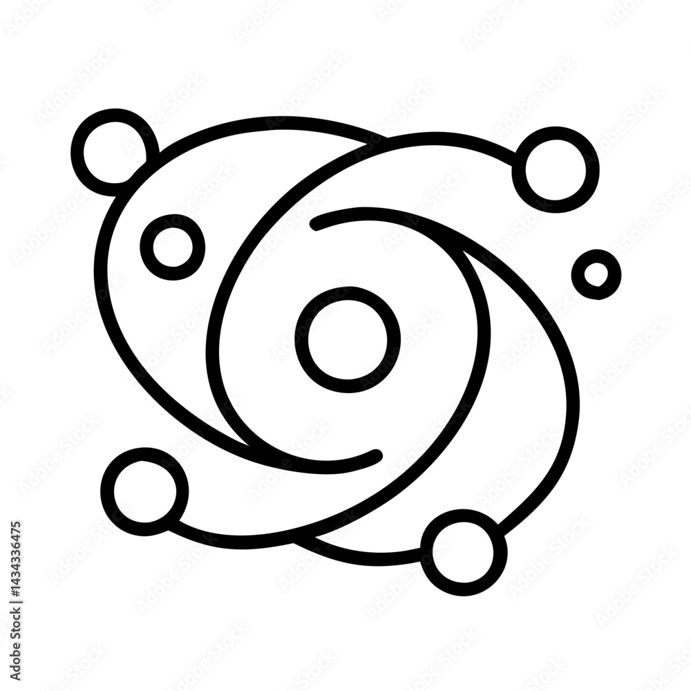 Poster abstract galaxy system illustration with planets and orbits vector design concept art
