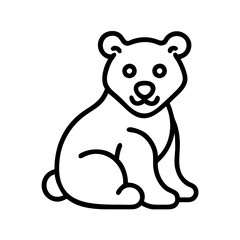 Cute bear illustration vector outline drawing of a sitting bear cub drawing for kids design animal art