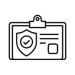 Insurance policy document with shield checkmark icon for protection and approval concept design