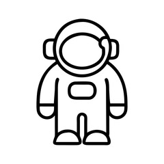 Astronaut outline vector illustration, space suit drawing, cosmonaut line art for kids coloring book