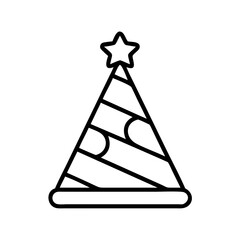 Party hat vector icon illustration for birthday celebration event and festive design element graphic, outline