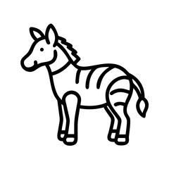 Zebra illustration outline drawing vector, african wildlife animal with black and white stripes zoo art