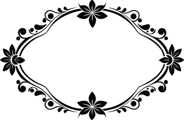 Elegant Floral Frame Vector With Ornate Black Designs And Blank Space
