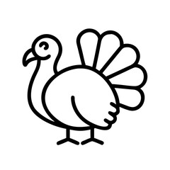 Cute thanksgiving turkey drawing vector, fall holiday bird illustration, outline cartoon animal art