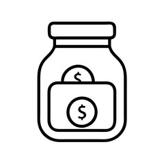 Money saving jar icon vector illustration concept for financial growth and investment plan