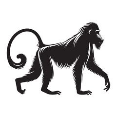 Adaptive mandrill silhouette vector designed for versatile application themes – mandrill silhouette – mandrill vector – mandrill illustration – silhouette of mandrill

