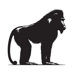 Unified-shape mandrill silhouette vector ideal for cohesive brand narratives – mandrill silhouette – mandrill vector – mandrill illustration – silhouette of mandrill

