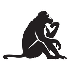 Precise-detail mandrill silhouette vector perfect for high-definition design – mandrill silhouette – mandrill vector – mandrill illustration – silhouette of mandrill

