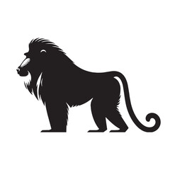 Smooth-curve mandrill silhouette vector created for fluid brand imagery – mandrill silhouette – mandrill vector – mandrill illustration – silhouette of mandrill

