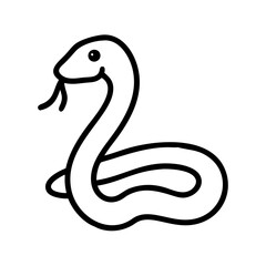 Cute snake drawing vector illustration, cartoon snake outline, serpent clip art, reptile icon image