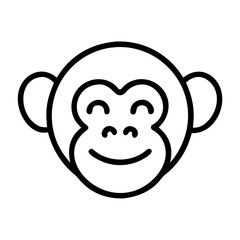 Monkey face outline vector illustration cute animal drawing primate simple cartoon design icon clip art