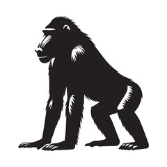 Soft-form mandrill silhouette vector formatted for cohesive brand kits – mandrill silhouette – mandrill vector – mandrill illustration – silhouette of mandrill

