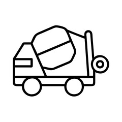 Concrete mixer truck vector icon construction equipment cement mixer vehicle illustration drawing