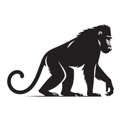 Minimalist mandrill silhouette vector crafted for modern design systems – mandrill silhouette – mandrill vector – mandrill illustration – silhouette of mandrill

