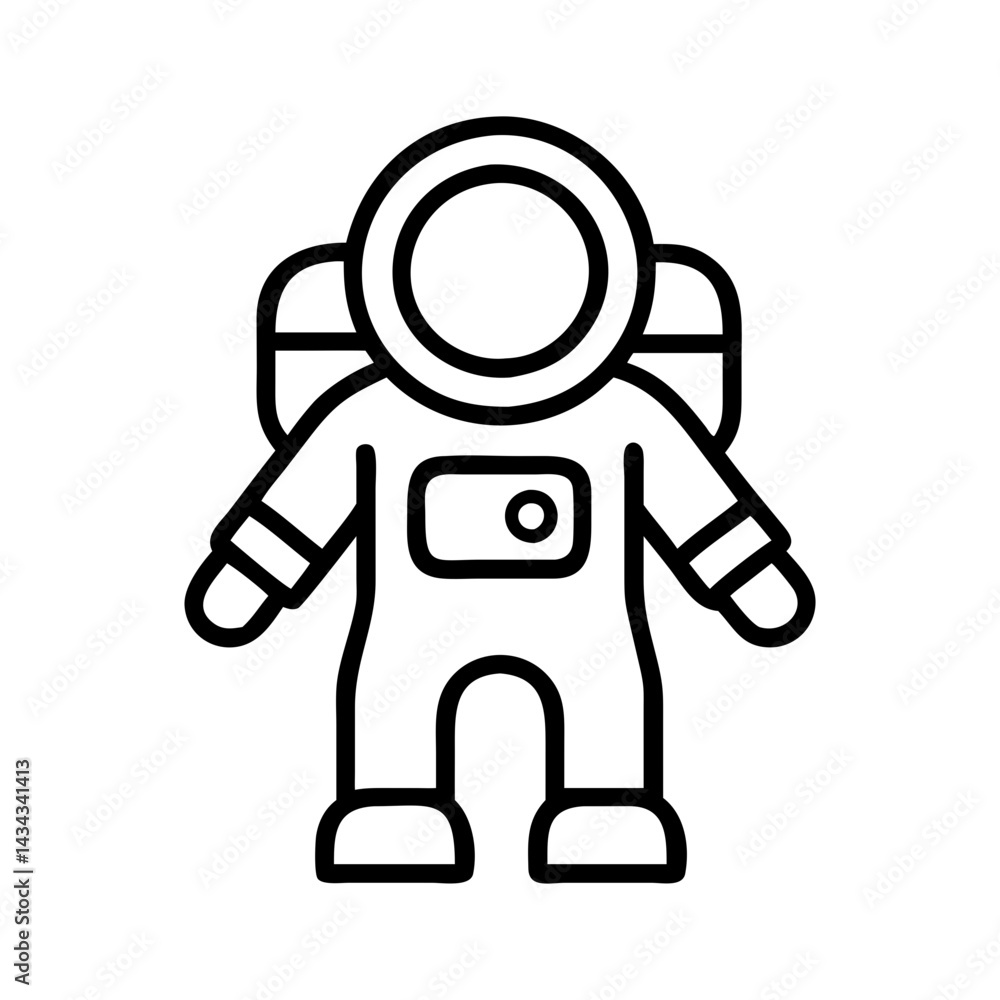 Poster astronaut space suit vector icon illustration for space exploration and science projects design