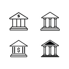 Architectural Icons of Financial Institutions: A meticulously crafted collection of symbolic bank buildings, offering a modern, minimalist aesthetic for design.
