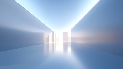 Abstract Light Blue Corridor Perspective