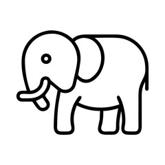 Elephant illustration outline style, african animal vector drawing for kids and adults design, zoo