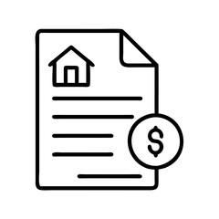 Home mortgage loan agreement document with dollar sign for real estate investment finance