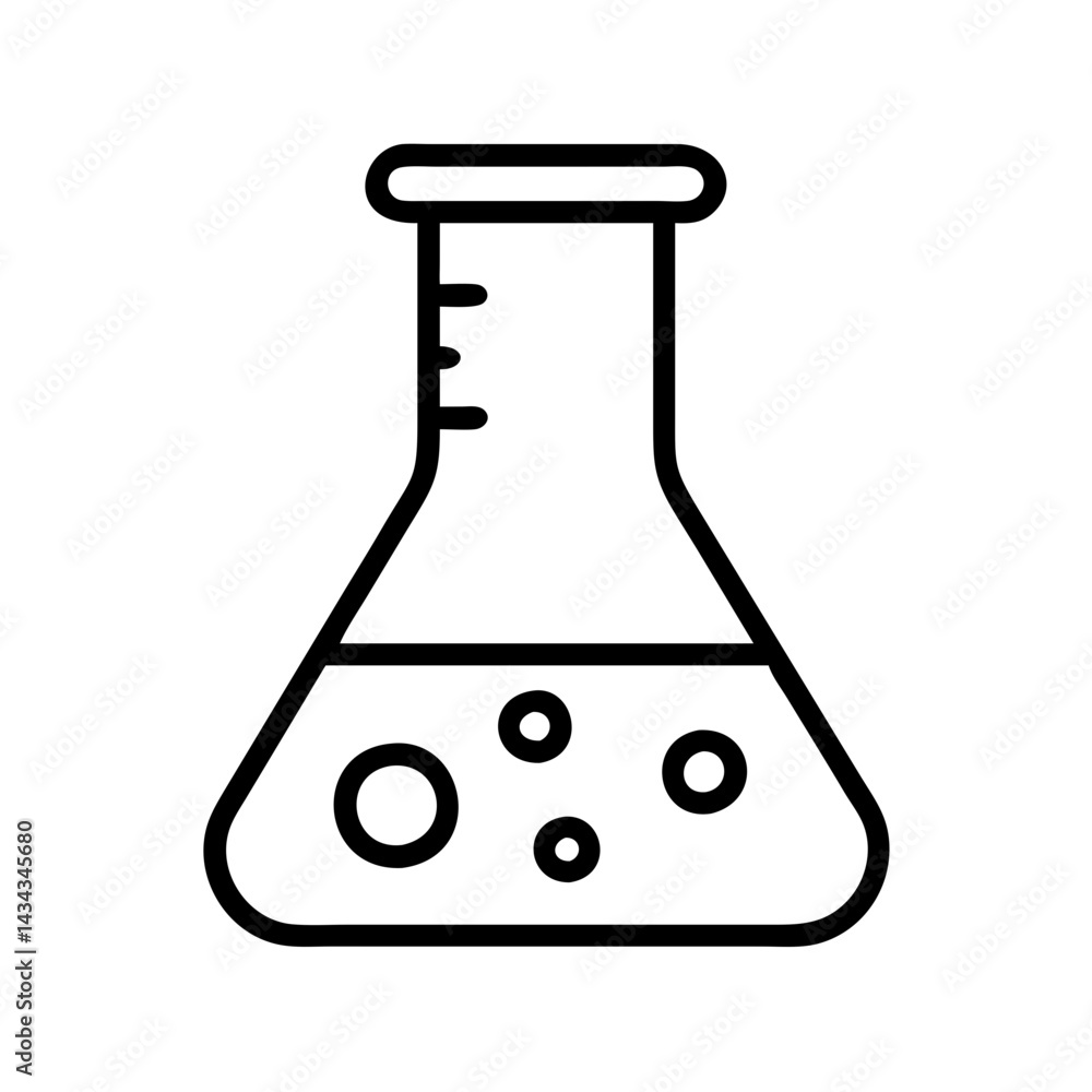 Poster laboratory glassware science flask outline vector for chemistry research and experiment use