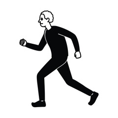 elderly person jogging upright posture vector line art 
