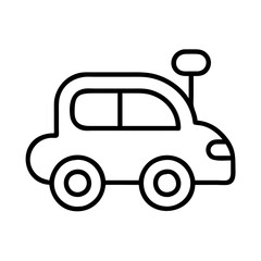 Vector illustration of a toy car with antenna for kids transportation design element, isolated