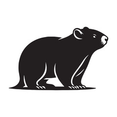Obraz premium Fine-line wombat silhouette vector perfect for detailed logo creation – wombat silhouette – wombat vector – wombat illustration – silhouette of wombat