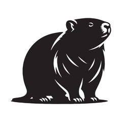Smooth-curve wombat silhouette vector crafted for fluid brand expressions – wombat silhouette – wombat vector – wombat illustration – silhouette of wombat


