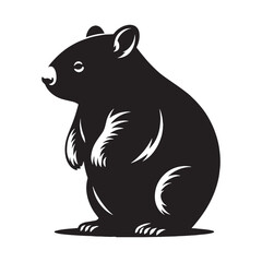 Clean-line wombat silhouette vector tailored for scalable branding – wombat silhouette – wombat vector – wombat illustration – silhouette of wombat

