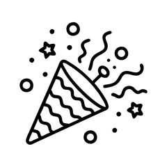 Celebration party popper with confetti and stars vector illustration for festive events design
