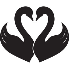 Obraz premium Two swans forming a heart shape with their necks on a peaceful lake