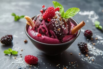Acai smoothie idea of delicious nutritious breakfast