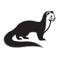 Balanced-form ermine silhouette vector perfect for clean layout work – ermine silhouette – ermine vector – ermine illustration – silhouette of ermine

