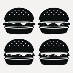 Four Black and White Hamburger Icons