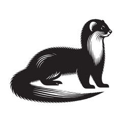 Flat-style ermine silhouette vector ideal for crisp visual identities – ermine silhouette – ermine vector – ermine illustration – silhouette of ermine

