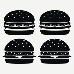 Four Black Silhouette Hamburger Icons