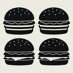 Four Black and White Hamburger Icons