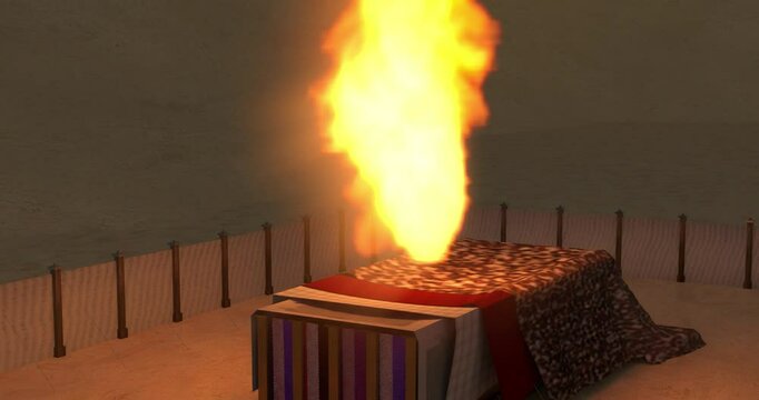 Divine fire over the Tabernacle of Moses &ndash; 3D animation of God&rsquo;s glory descending in the wilderness
