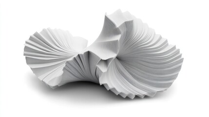 Abstract white sculpture swirls studio background